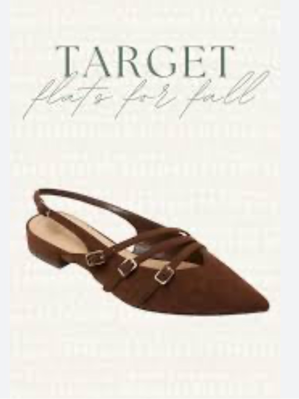 NWOT A New Day "Twiggy" Multi-Strap Pointed Toe Flats - Brown Faux Suede Size 9